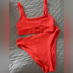 Bright Coral High Waisted Bikini